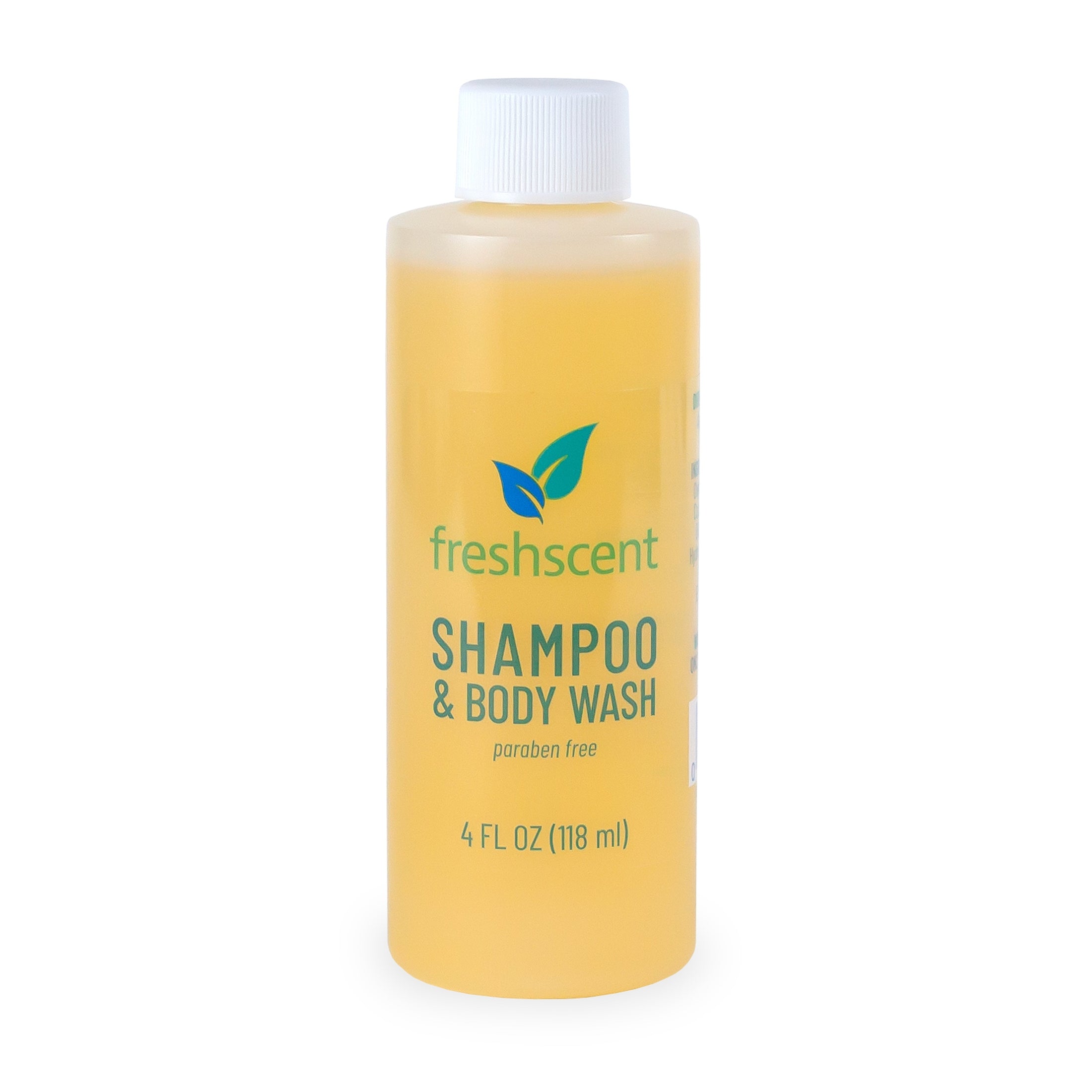 Bottle of yellow shampoo and body wash.